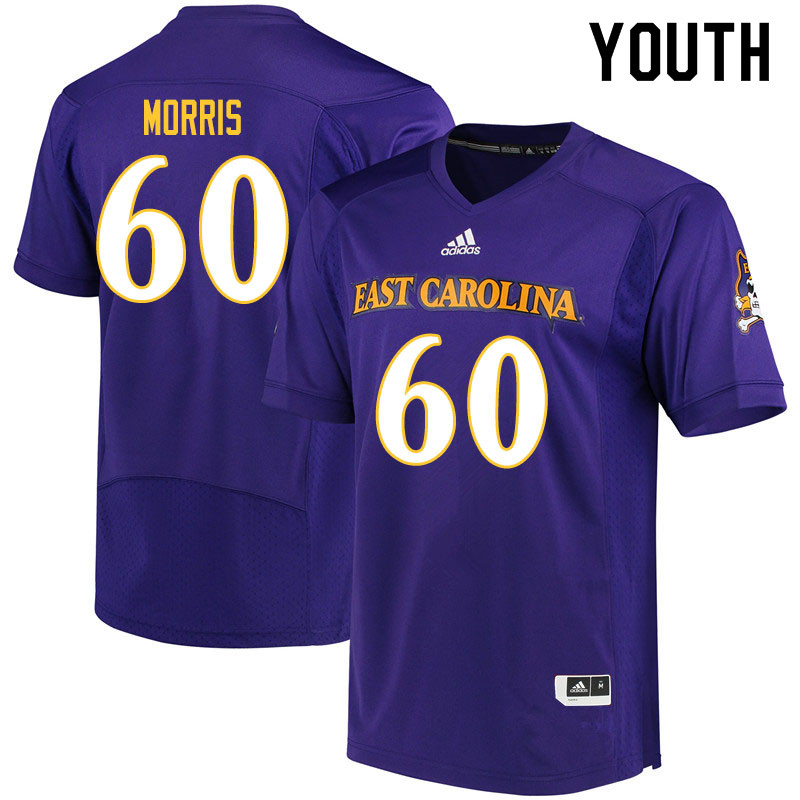 Youth #60 Elijah Morris ECU Pirates College Football Jerseys Sale-Purple